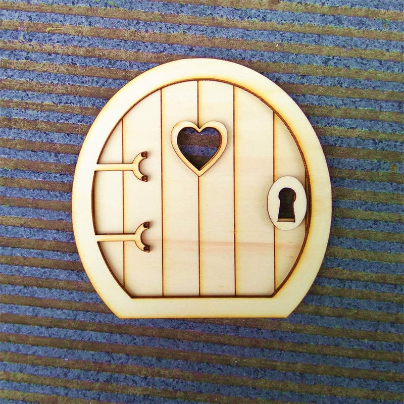 JANOU Wood Fairy Door Miniature DIY Craft Embellishments Wooden Ornaments Decoration Pack 6 Sets - Image 5